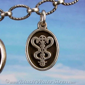VOODOO - PETITE MEDAL - Damballah Veve SMALL Charm 925 Sterling Silver - Picture 1 of 2