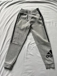 Adidas Youth Sweatpants Size M Light Grey Heather Joggers Black Stripes Logo - Picture 1 of 5