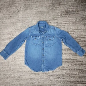 GapKids Size S regular Boys Shirt Snap Button Up Long Sleeve Casual Solid Blue - Picture 1 of 7