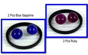 Museumsqualität 120 kt + blauer Saphir & Rubin runde natürliche Edelsteinkugel 4 Stck. Lot - Bild 1 von 9