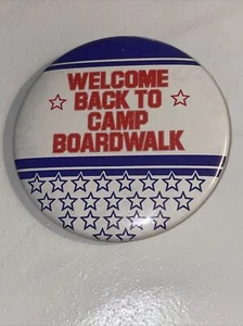 Welcome Back To Camp Boardwalk Pin Button Pinback Stars Red White Blue 2” R85 - Picture 1 of 6