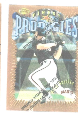 1996 Topps Finest Rich Aurilia 351 Prodigies San Francisco Giants Protector Peel - Image 1 of 4