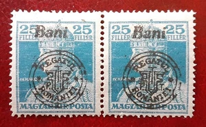 ROMANIA 1919 Oradea 25 Bani lower case MNH King Pair Mi 48II Broken 8784 - Picture 1 of 4