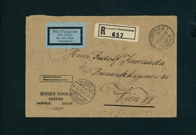 Suiza correo aéreo carta certificada Lucerna a Viena Mi.NR. 233x, 179x 213x... - Imagen 1 de 2