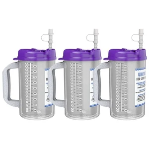 (3) Tazas de hospital de 32 oz - Tapa púrpura - Tazas de viaje con aislamiento de agua esencial - Imagen 1 de 5
