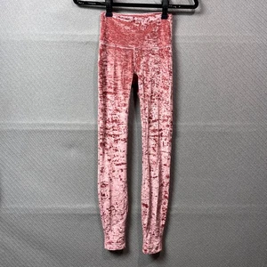 Lululemon Leggings Womens 2 Pink Crushed Velvet Wunder Lounge High Rise Pilates - Picture 1 of 12