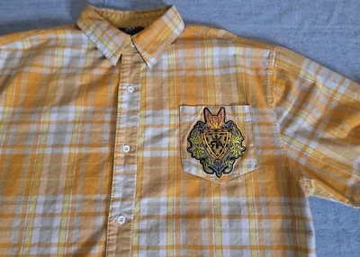 Vtg Red Ape Shirt Mens XL Orange Plaid Short Sleeve Button Up Embroidered Y2K - Image 1 of 4