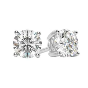 4 Carat Round cut Lab Grown Diamond Stud Earrings 14K White Gold - Picture 1 of 8