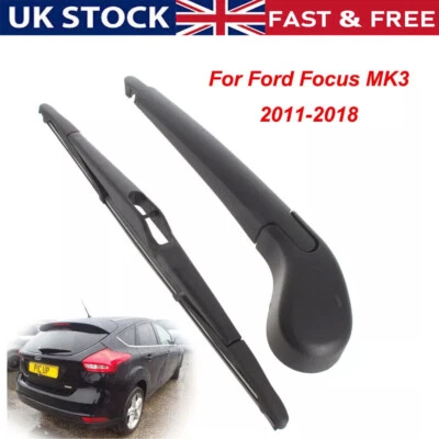 For Ford Focus MK3 Hatchback 2011-2018 Rear Windscreen Wiper Arm & Blade Set 12" - Image 1 of 4