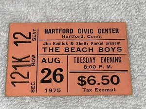 THE BEACH BOYS 1975 CONCERT TICKET STUB HARTFORD CIVIC CENTER BRIAN WILSON USA - Picture 1 of 3