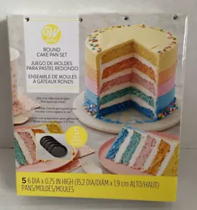 Wilton Round Cake Pan Set 5 Pans 6" Diameter Use one cake mix *NEW* 2105-0112 - Picture 1 of 10