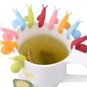 Cute Snail Shape Tea Bag Holder Silicone Mug Kitchen Gift Candy Colour - - Picture 1 of 34