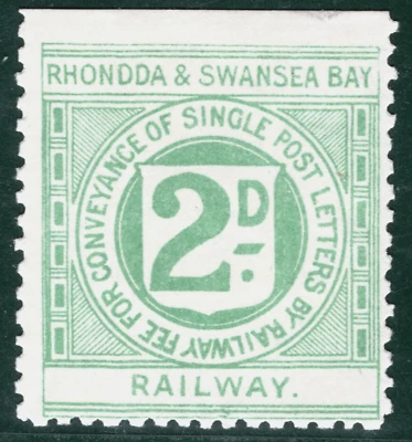 GB Wales R&SBR RAILWAY QV Letter Stamp 2d *RHONDDA & SWANSEA BAY* Mint PINK49 - Image 1 of 4