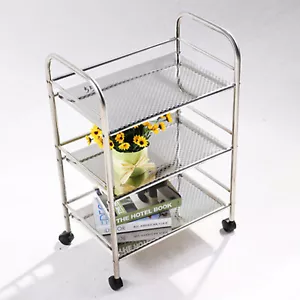 Carro de cocina con estante de 3 niveles de acero inoxidable con carro utilitario rodante de 4 ruedas - Imagen 1 de 23