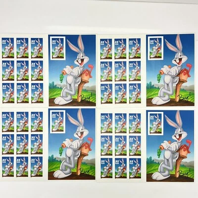 BUGS BUNNY  Looney Toons 4 Postage Sheets of 10 Self Adhesive 40 Stamps 1997 32c - Image 1 of 2