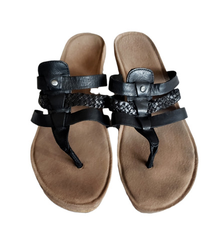 UGG Maddie sandali con zeppa in sughero donna taglia 10 nero 1006764