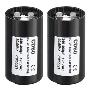 2 Pack Motor Start Capacitor 340-408uF/Mfd 125V 50/60Hz CD60 Run Capacitor - Picture 1 of 5