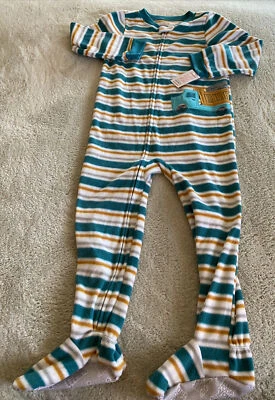 NUEVO Pijama Just One You Boys Verde Amarillo Gris Rayas Polar Manga Larga 5T Foto 1 de 4