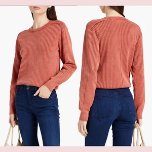 NEW $317 RAG & BONE [ Small ] Irwin Ribbed Knit Cotton Sweater Brick Orange 5494 - Picture 1 of 19