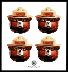 ⫸ Offizieller Tough Vinyl Smokey Bear 2" Gesichter Kopf (4er Set) Aufkleber Abziehbild - NEU - Bild 1 von 1