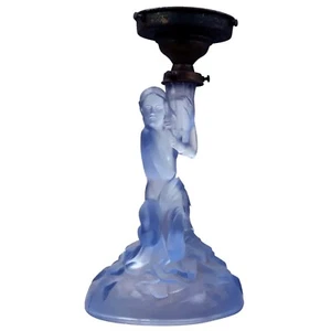 An Art Deco maiden art glass Walther & Sohne blue Figural Table Lamp C.1930's - Picture 1 of 10