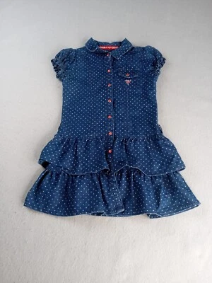 Guess Girls Dress Los Angeles Short Washed Denim Snap Down Jean Polka Dot Blue 6 - Image 1 of 4