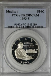 1993-S PCGS PR69DCAM MADISON  Modern Commemoratives, CLAD, Silver & Gold Commens - Picture 1 of 2