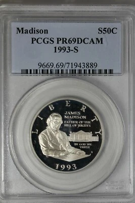 1993-S PCGS PR69DCAM MADISON  Modern Commemoratives, CLAD, Silver & Gold Commens - Image 1 of 2