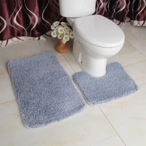 2 Piece Loop Bath Mat Ultra Soft Bathroom Rug Anti Slip Toilet Rug Pedestal Set - Picture 1 of 7