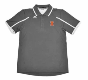Illinois Fighting Illini Adidas Grey Climalite Performance Polo Medium NEW!! - Picture 1 of 2