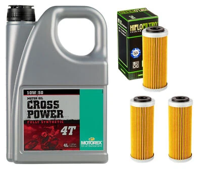 3 HiFlo HF652 Oil Filter, 4 Liter 10w50 Motorex Cross Power 4T Oil for Husqvarna - Image 1 of 4