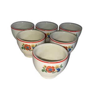 Vtg. Universal Potteries Ramekins Kitchen Bouquet Pattern Floral w/Red Set of 6 - Picture 1 of 10