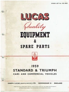 TRIUMPH TR3 & STANDARD 8 10 COMPANION PENNANT VIGNALE '59 LUCAS PART CATALOGUE - Picture 1 of 1