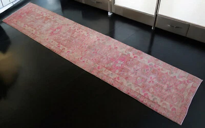 Alfombra turca hecha a mano para corredor 2x12 alfombra de pasillo color apagado real 2,5 x 11,8 pies Foto 1 de 4