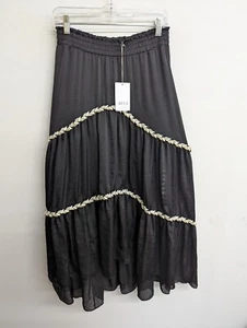 MISA Los Angeles Women's Malia Skirt Black Tiered Asymmetrical Size Medium - Picture 1 of 8