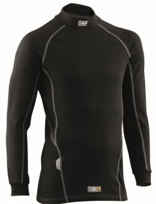 FIA OMP FIRST Langarmshirt Nomex Schwarz/Weiß Erwachsenen-/Kindergrößen