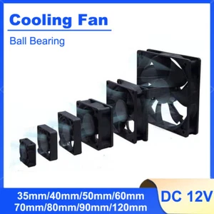 DC 12V Cooler Black Silent Cooling Fan 35mm/40mm/50mm/60mm/70mm/80mm/90mm/120mm - Picture 1 of 15