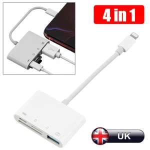 TF/SD Card Adapter Camera Reader for iPad iPhone 6 6S 7 8 X Xs 11 12 13 Pro Max - Picture 1 of 9