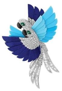 Turquoise & Lapis Parrot Design Brooch 925 Fine Silver Handcrafted Artisan Jewel - Picture 1 of 9