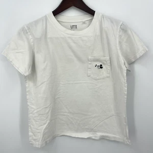 Uniqlo Disney Shirt Kids Medium Mickey Mouse Logo Short Sleeve Pocket Preppy - Picture 1 of 10