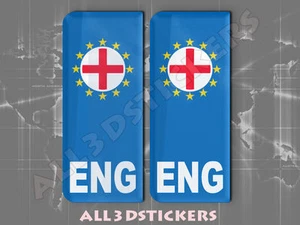 2x3D Pegatina Resina Cúpula Euro INGLANDIA Matrícula con Bandera Insignia de Coche Adhesivo - Imagen 1 de 1