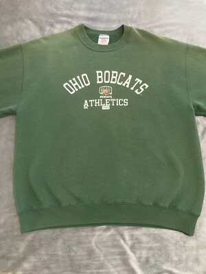 Vintage OU Bobcats Sweatshirt Jerzees Super Sweats Green - Late 90’s Y2K - Image 1 of 4