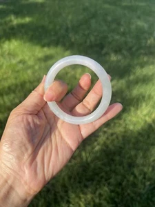 Translucent Green Jadeite Jade 100% Natural Grade A 55mm Bangle Bracelet B180 - Picture 1 of 8