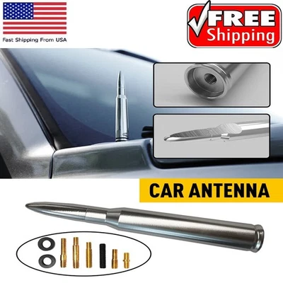 Chrome BULLET ANTENNA CAL 50 for CHEVROLET SILVERADO SIERRA 1500/2500/3500/GMC - Imagem 1 de 4