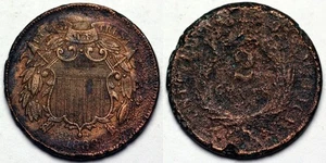 1868 Two Cent Piece - Corroded - Picture 1 of 1