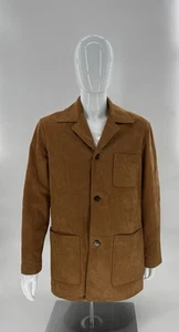 Cole Haan Suede Jacket Calfskin Beige Tan Mens Size L - Picture 1 of 7