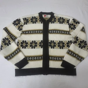 Vtg 60s 70s Milwaukee Knit Orlon Nordic Zip Cardigan Sweater Mens Med/Wmn Lg - Picture 1 of 12