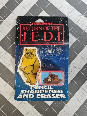 Sacapuntas y borrador Ewok de colección Star Wars El Retorno del Jedi Nuevo de Lote Antiguo Sellado 1983 Foto 1 de 4