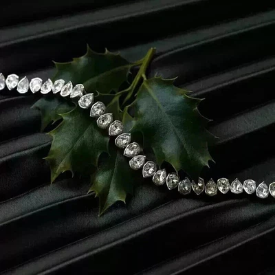 Женский теннисный браслет с бриллиантами 12 карат с покрытием из белого золота 14 карат - Изображение 1 из 4