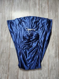 Jules & Cleo Navy Blue Prom Dress Ruched High Slit Strappy Back V Neck Size 0 - Picture 1 of 13